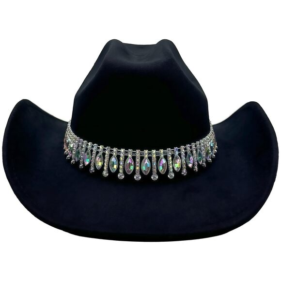 6566 Shiny Rhinestone Women\'s Cowgirl Hat Western Cowboy Retro Panama